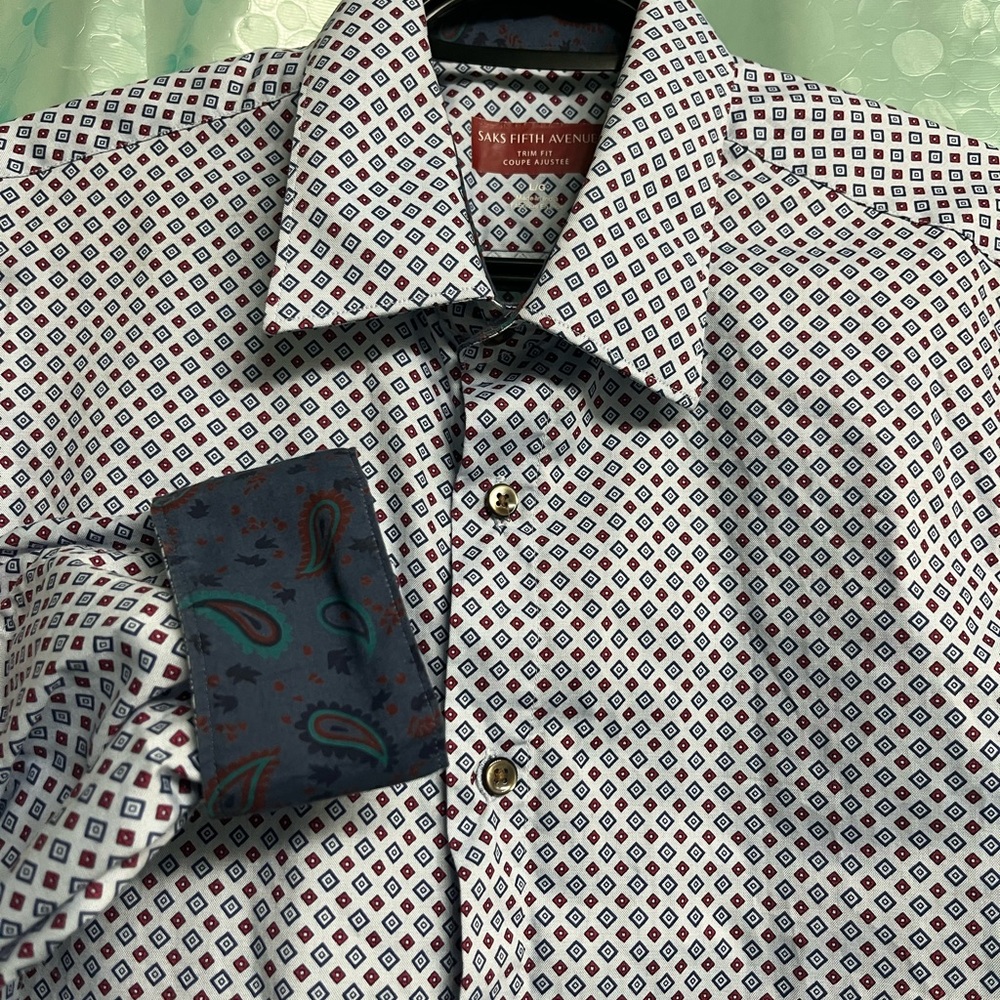 Saks Fifth Avenue, Men’s Trim Fit Dress Shirt, Large